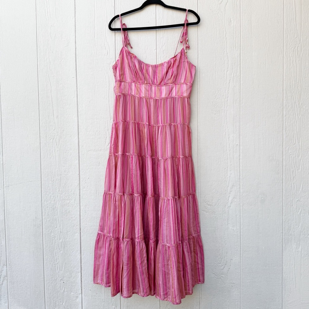 Zimmermann Bonita Tie Shoulder Striped Cotton Sundress Size 10 - Picture 3 of 10